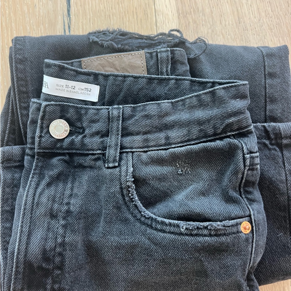 Zara distressed wide-leg ankle length